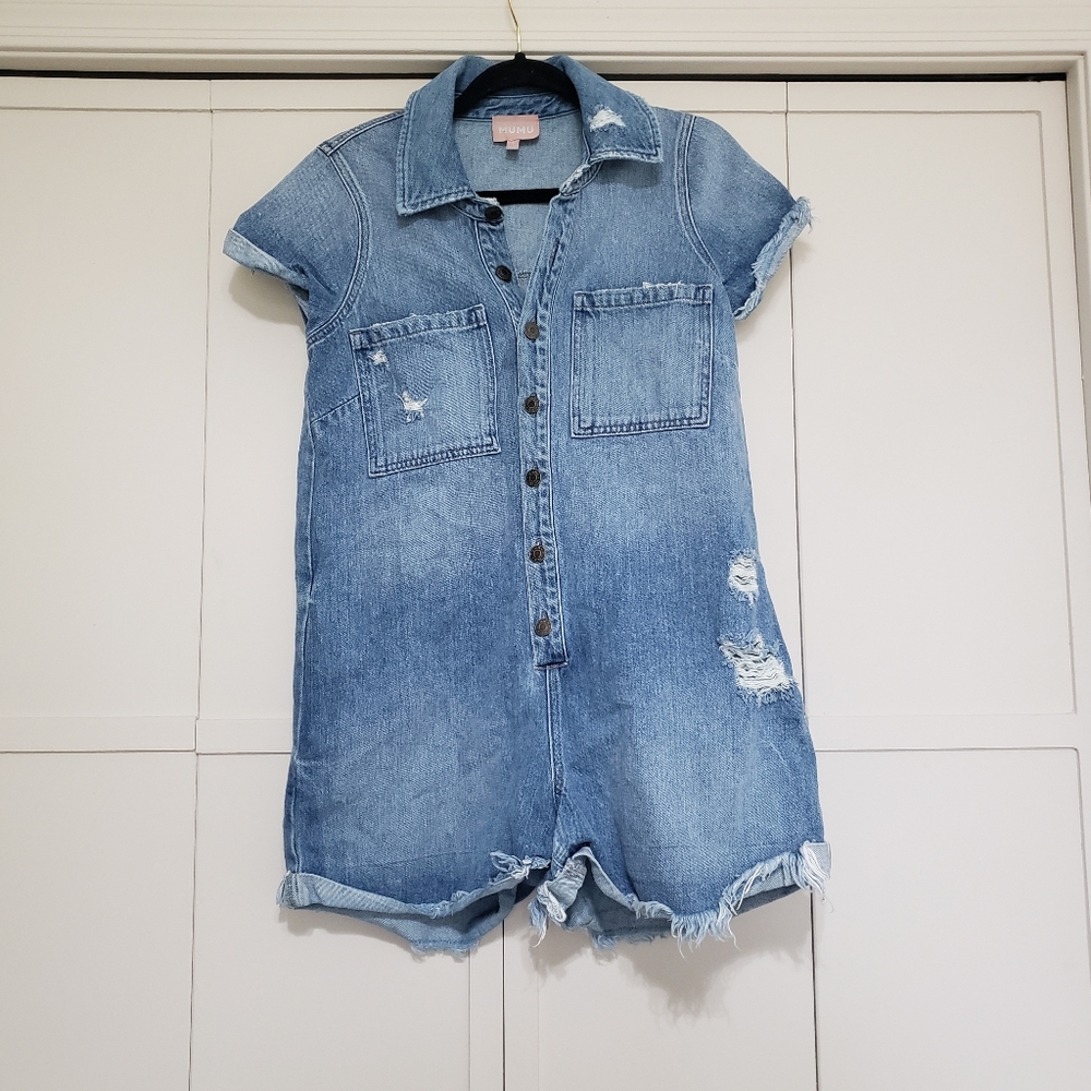 Show Me Your MuMu Blue Denim Romper